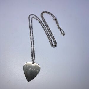 Stainless Steel  ‘ Fearless ‘ Guitar Pick  Pendant 24” + 1.3”